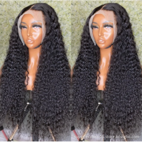 Superfect 100% Raw Virgin Brazilian Human Hair Wig Curly HD Transparent Lace Wig Pre Plucked Lace Front Wigs for Black Women